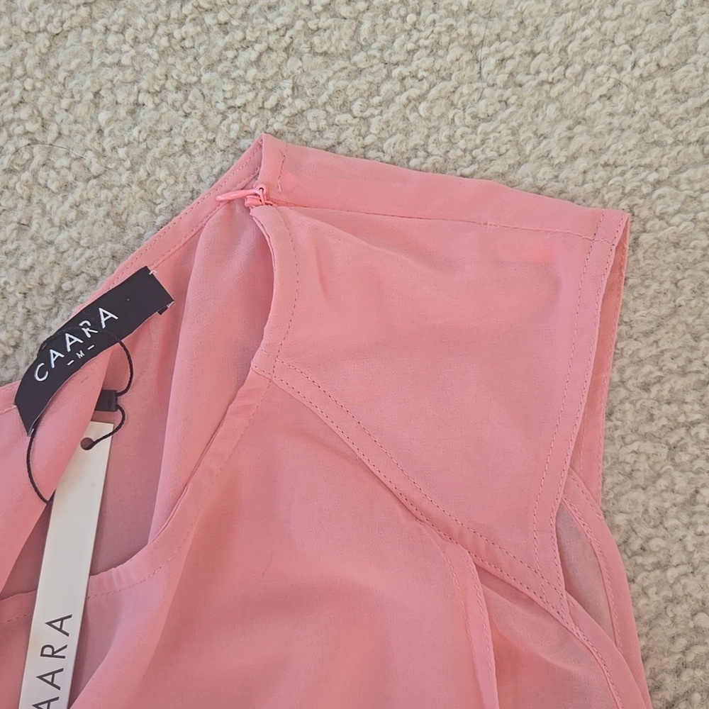 NWT Caara Clara Side Buckle Pink Handkerchief Hem Wrap Midi Dress Size Medium - Picture 7 of 10